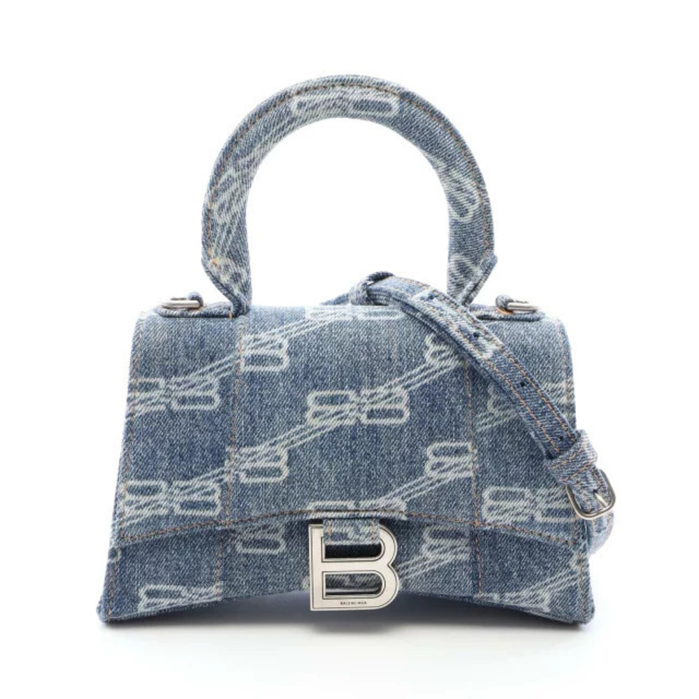 Balenciaga HOURGLASS Monogram Handbag Denim Blue